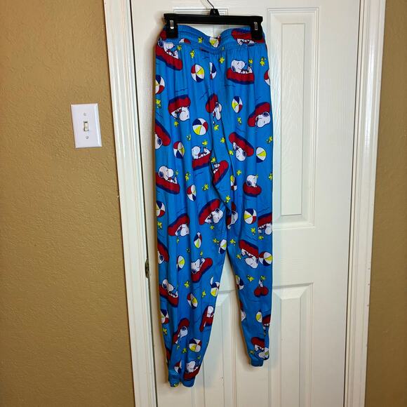 Snoopy Peanuts Woodstock Beach Blue Red Drawstring Pajama Pants US XL Unisex - Picture 4 of 7